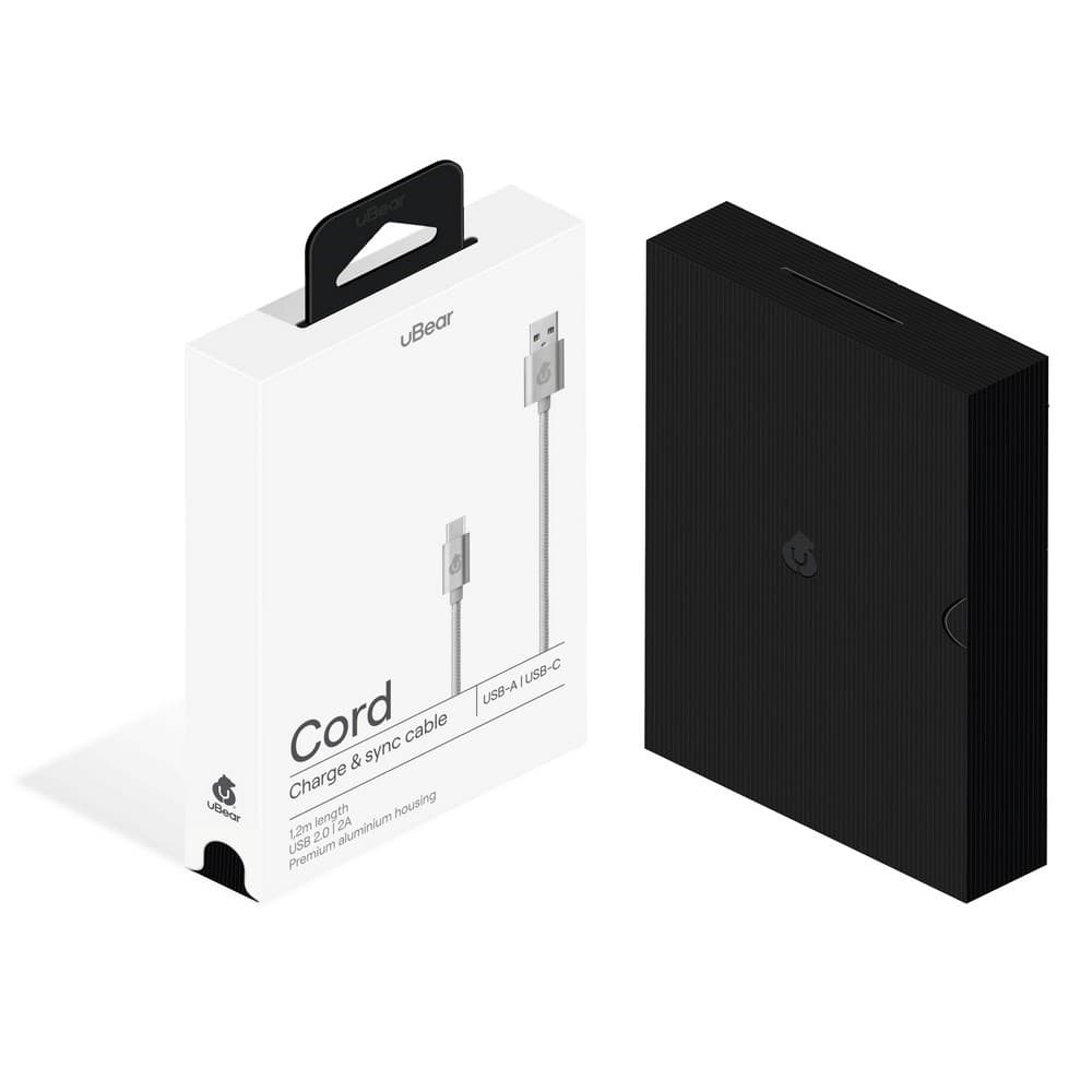 Кабель uBear Cord USB-C / USB-A, 2A, Вт  1,2м, серый— фото №3