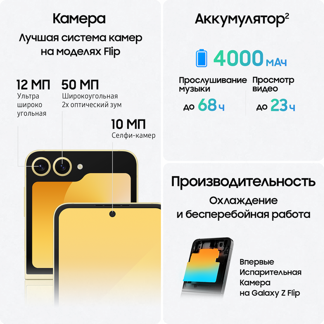 Смартфон Samsung Galaxy Z Flip6 512Gb, желтый (РСТ)— фото №4